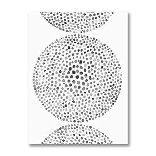 Toile peinture affiche abstrait noir et blanc géométrique points cercle salon 50x70cm