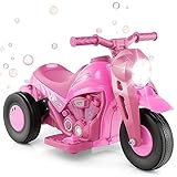 HONEY JOY Pink Ride On Motorcycle, 6V Toddler Motorcycle with Bubble Maker, LED Light, Music, Foot Pedal, Forward/Backward, 3-Wheel Battery Powered Electric Motorcycle for Kids, Gift for Boys Girls