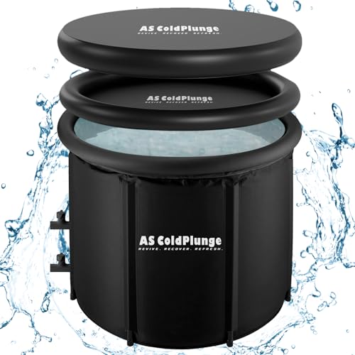 Image of AS ColdPlunge XL Ice Bath Tub for Cold Plunge, Portable Ice Pod with Lid & Cover, 100Gal Inflatable Ice Plunge Tub with 2 Drain Valves for Chiller Connection, Cold Therapy Recovery, Indoor Outdoor Use
