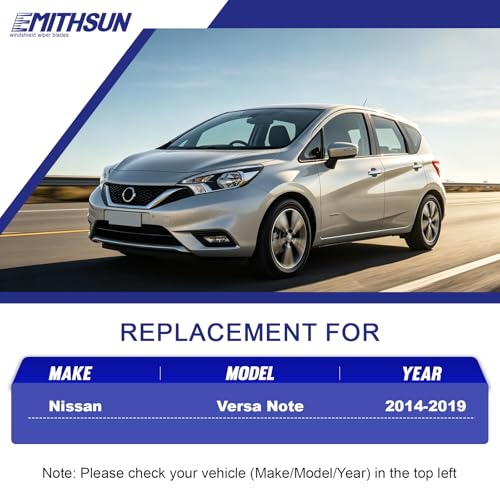 Image of EMITHSUN Replacement for 2014-2019 Nissan Versa Note Windshield Wipers | 28 inch+12 inch+12 inch,OEM Quality,Front & Rear Wipers,Stable & Quiet Performance,All-Seasons Rubber Wiper Blades,Streak-Free Wiping