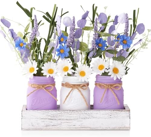 Mason Jar Spring Easter Centerpieces for Tables, Table Decor with...