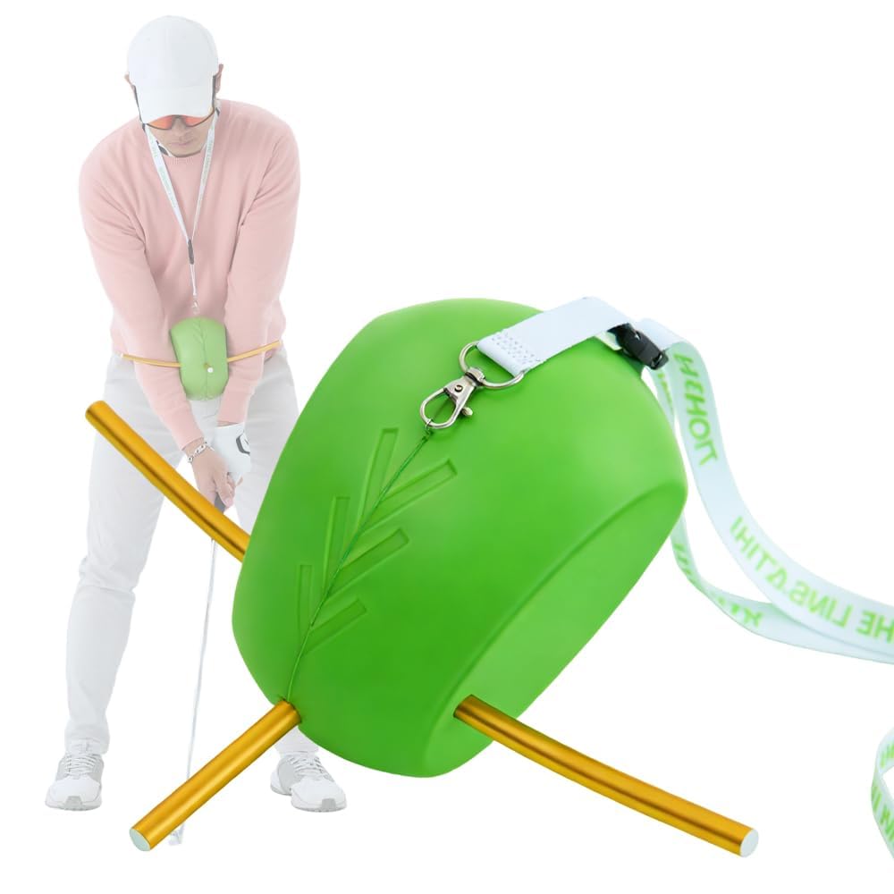 HoldOneLight Upgraded Golf Swing Training Aid with Neck Lanyard – Alignment Rod Head Golf Training Ball for Proper Swing Mechanics