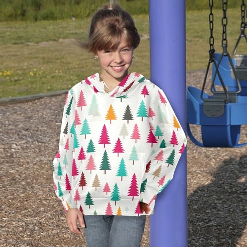 Kids Hoodies Sweaters Christmas Xmas Trees Hooded Sweatshirts with Big Pockets for Boys Girls B04002814