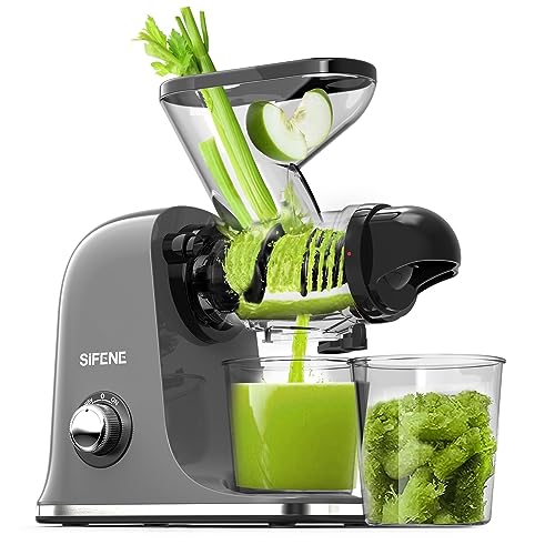 SiFENE Cold Press Juicer Machine, Compact Slow Masticating Juicer with