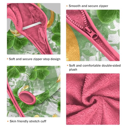 OTVEE Saint Patricks Clover Plaid Kids Hoodie Jacket Fall Spring Full Zip Warm Outwear Coat3