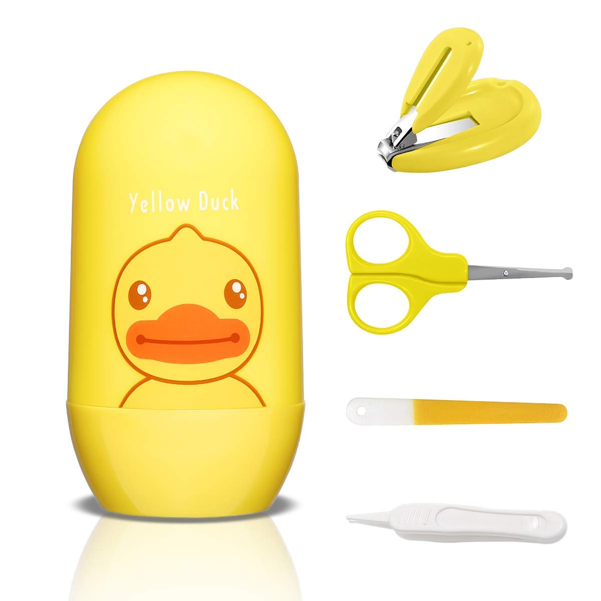 Baby Grooming Kit, 4-in-1 Manicure Set with Nail Clipper, Scissors, Tweezer and File, Newborn Healthcare Daily Hygiene Nursery Set (Yellow)-image-45
