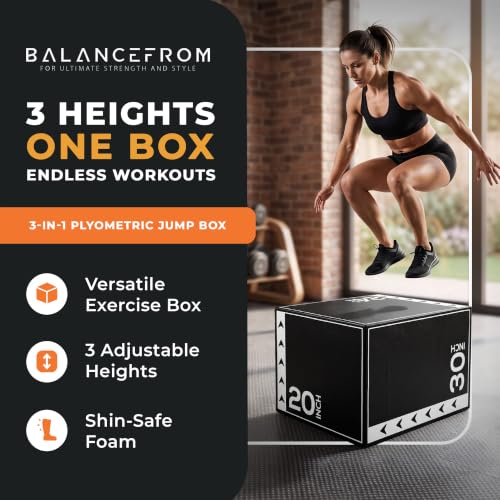 Image of BalanceFrom 3-in-1 Foam Plyometric Jump Box for Home Gym, Multiple Heights.