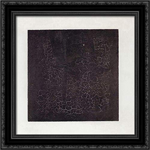 Black Square 20x20 Black Ornate Wood Framed Canvas Art by