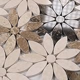 smafusion Waterproof Bathroom Floor Tiles and Wall Tile, Natural Marble Stone Backsplash, Kitchen and Bathroom Backsplash, Accent Wall (Flower)