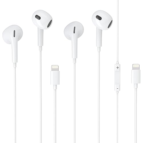2Packs Earbuds for iPhone Headphones Wired with Built-in Microphone and Volume Control,Compatible with iPhone 14/13/12/11/XR/XS/X/8/7/SE/Pro/Pro Max,Support All iOS System.