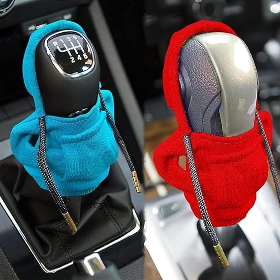 kesig® 2pcs Car Gear Shift Cover,Gear Shift Cover,Car Shift Knob Hoodie, Funny Gear Shift Knob Shirt Sweater, Automotive Interior Novelty Accessories Decorations (Multicolor)