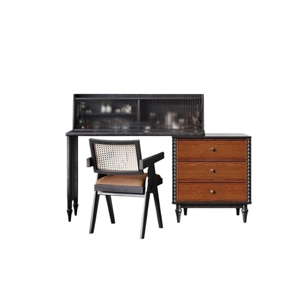asdchZen Modern Minimalist Solid Wood Dressing Table With Mirror-Sleek Makeup Desk & Stylish Bedroom Dresser For Elegant Home Decor