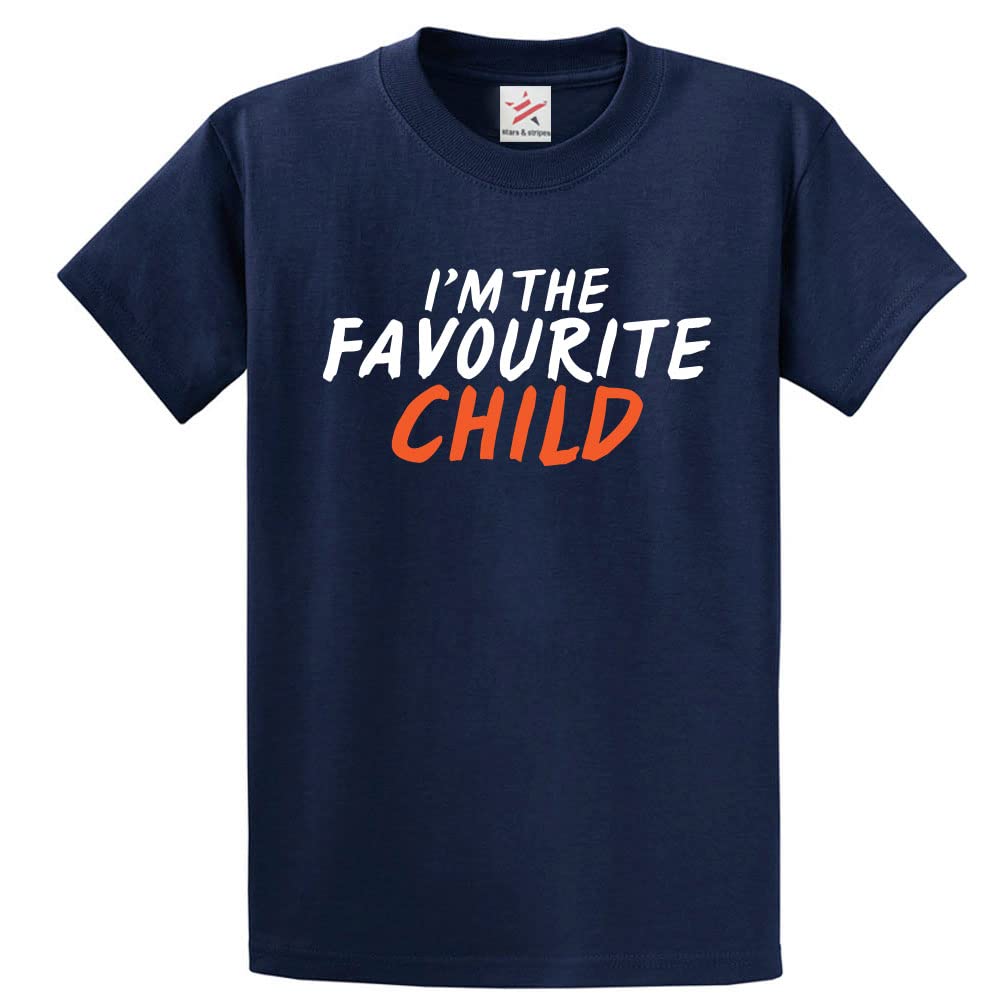 Stars and Stripes I'm The Favourite Child Funny Classic Unisex Adults T-Shirt(S, Navy)