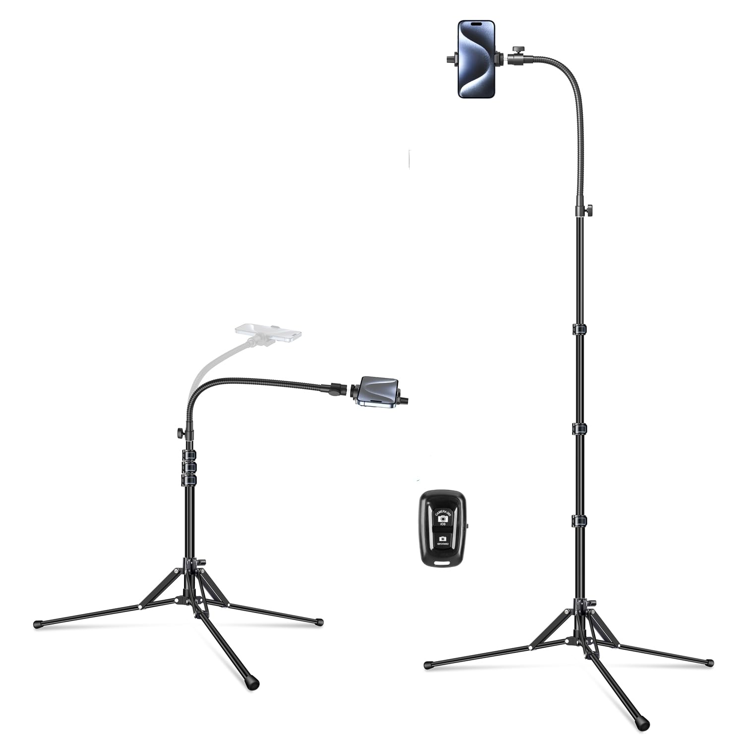 elitehood 6.8 Feet Tall Phone Stand Tripod, Aluminum iPhone Tripod [Lightweight & Ultra Stable], Adjustable Phone Recording Stand Compatible with