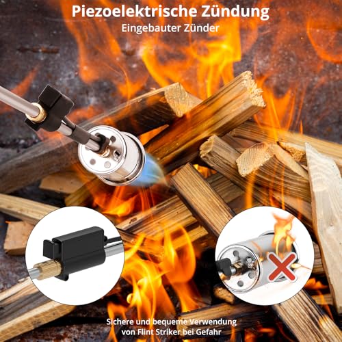 Sondiko Große Flamme Unkrautbrenner, Gasbrenner Unkraut Abflammgerät, Flammenwerfer Abnehmbare Propan Unkraut Brenner für Garten Gehweg Eis Schnee Bedachung(Ausgenommen Gaskartusche)