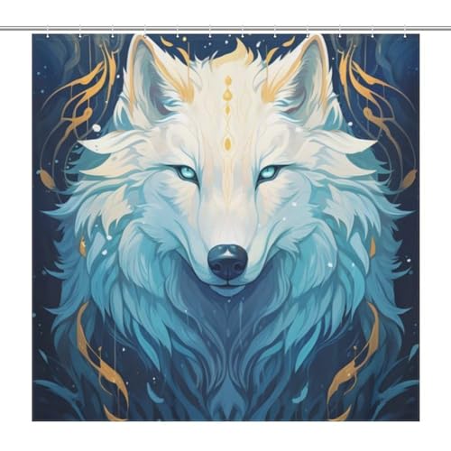 Rideau de douche loup en tissu imperméable 183x183 cm - 7