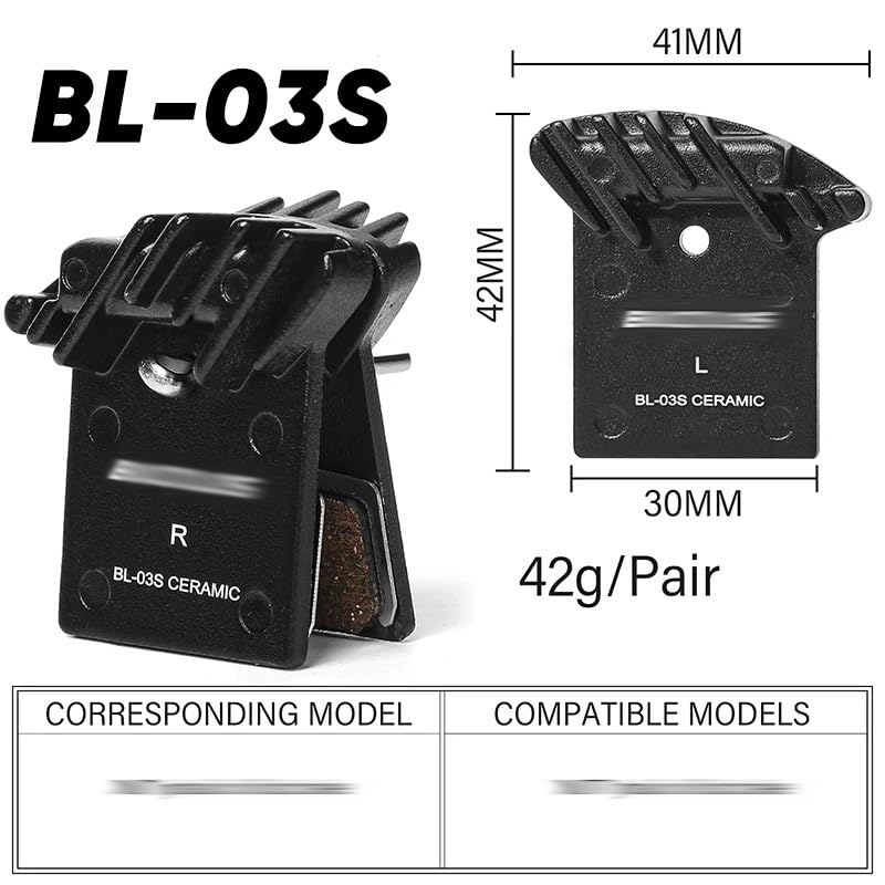 Pastillas de freno de bicicleta, frenos de disco hidráulicos, pastillas de freno de disco de cerámica for bicicleta de montaña y carretera, piezas de ciclismo piezas de bicicleta(BL-03S 8Pair)