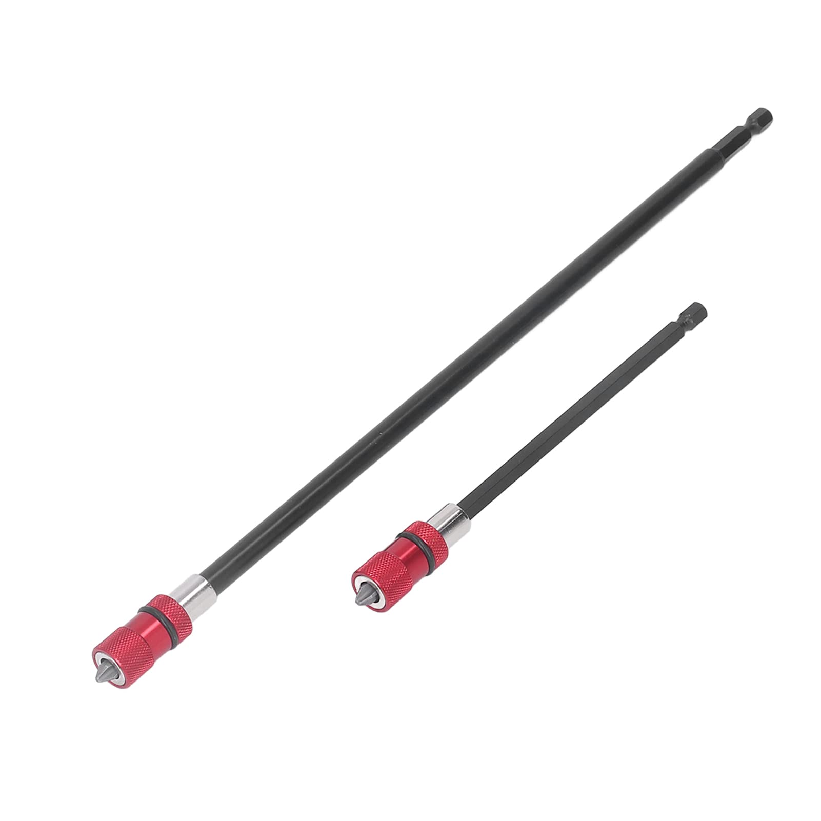 Extensión Magnética PH2 Conexión Estable Juego de Extensión de Brocas de Liberación Rápida para Taladros Eléctricos Destornilladores, Aleación de Aluminio 1/4 Hexagonal 2 Piezas 150 Mm 300