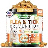 Flea and Tick Prevention for Cats, 500 Crunchy & Creamy Chews, Cat Flea Chewables with Natural Oral Flea Treatment Supplement Cats, Skin & Coat Support - All Breeds & Ages - Chicken and Krill Flavor