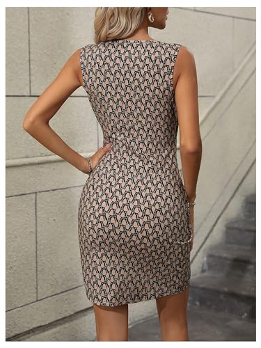 Floerns Women's Elegant V Neck Tank Dress Wrap Front Ruched Work Short Dresses3