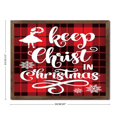 Panneau mural chrétien Keep Christ in Christmas cadre bois - 4