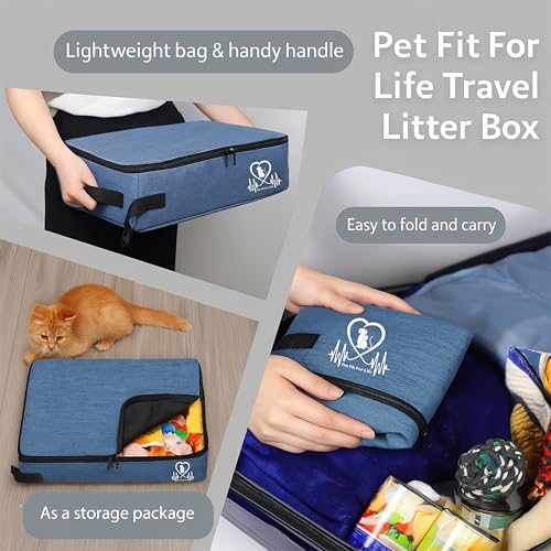 Arenero portátil para gatos mediano con tapa y accesorios miniatura 3