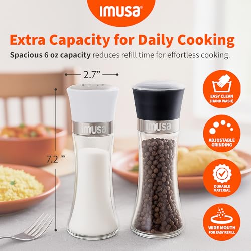 Image of IMUSA Salt Shaker and Pepper Grinder Set, 2-Pack, Manual