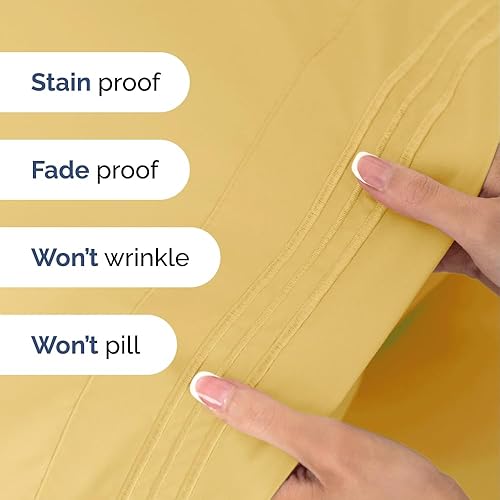 Miniatura 5 de CGK Unlimited - Juego de sábanas para cama de matrimonio, sábanas blancas, sábana bajera, 4 fundas de almohada, bolsillos muy profundos, de