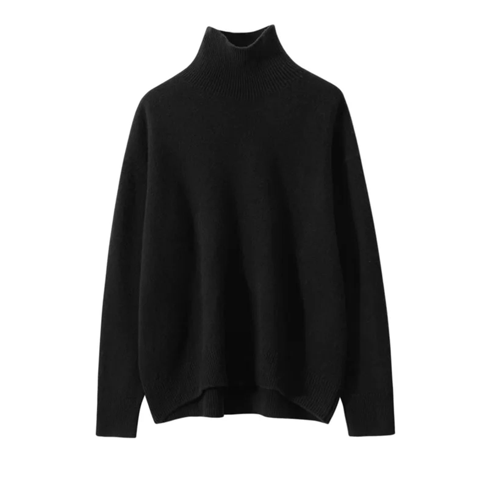 Kaschmir-Pullover für Damen, Rollkragenpullover, warm, locker, gestrickt, Top, Mantel