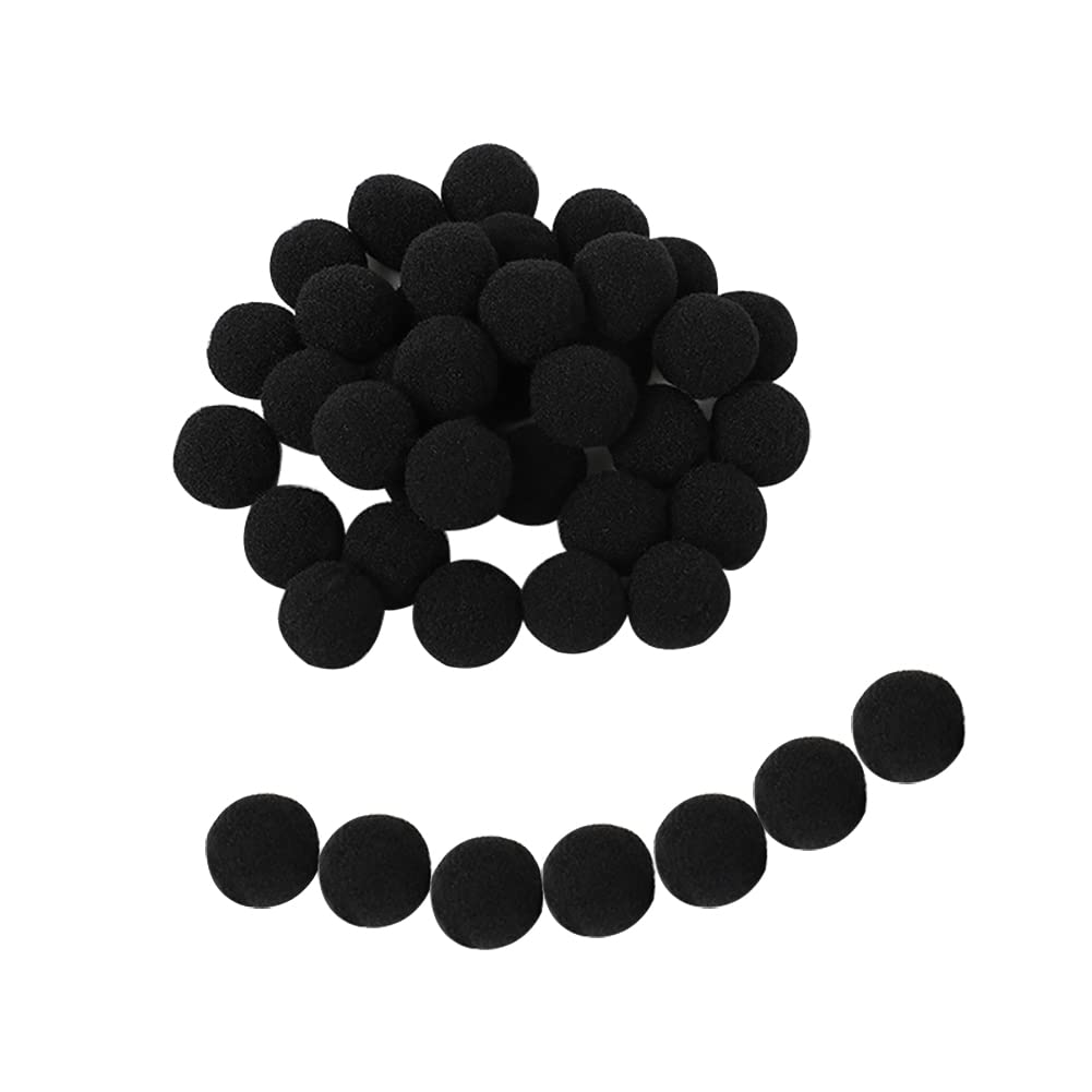 Hugede Black 100 Pcs 1 Inch Pom Pom Balls Solid Color Pom Poms Craft Pom Balls Puff Pom Pom Balls Christmas Fuzzy Pom Pom For Diy Decorations