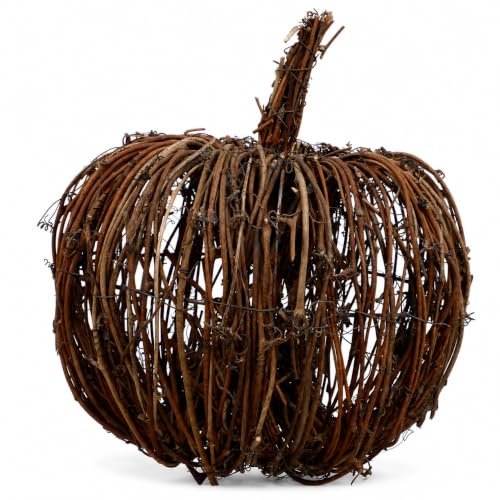 IMIKEYA Rattan Wicker Pumpkin Autumn Decoration Halloween, 8 Inch