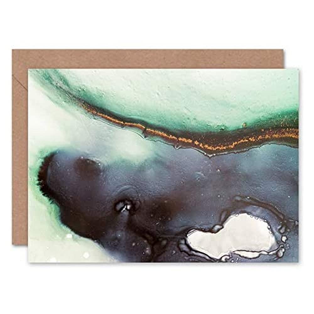 Wee Blue Coo Abstract Paint With Green Black Greeting Card With Envelope Inside Premium Quality