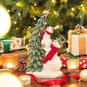 Valery Madelyn Christmas Snowman Figurines Decor with Lights, Cute Red White Resin Snowman Family Decorating Xmas Tree for Holiday Indoor Outdoor Festive Gift Home Tabletop Decorations,12.5 Inch Valery Madelyn Christmas Snowman Figurines Decor with Lights Cute Red White Resin Snowman Family Decorating Xmas Tree for Holiday Indoor Outdoor Festive Gift Home Tabletop Decorations125 Inch