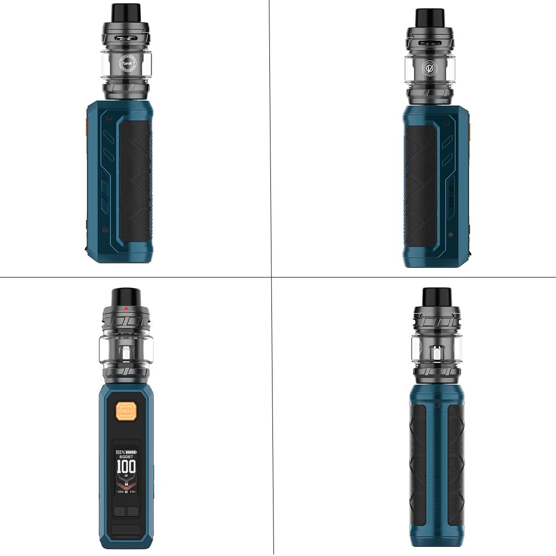 Vaporesso Armour Ultra Kit Built in 5500mAh Battery | 100W Tri-Proof Box MOD 510 thread | 6ml Slide-open Itank T (dual mesh coil) DTL Vaping (Blu tempesta)