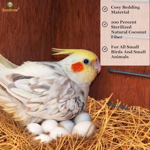 Image of SunGrow Finch Coconut Fiber, Loose Bedding Substrate for Birds Nest Cages, Nesting Material for Budgie Hummingbird Canary Parakeet, 3 oz