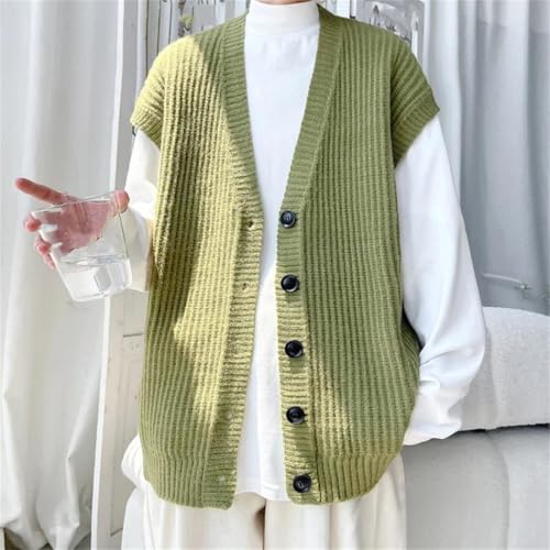 Mens Sweater Vest Cable Knit V Neck Knit Vest Solid Button Cardigan Casual Waistcoat2