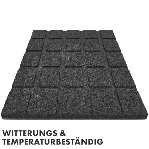 Floordirekt Universelle Schutzmatte, Fallschutzmatte - 50 x 50 x 2,5 cm, Grau - wetterfeste Bodenschutzmatte, Gummimatte - rutschfeste Oberfläche mit Drainage