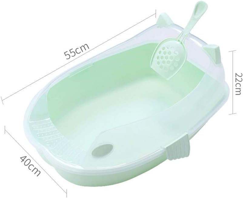 Open Top Large Cats Litter Box with Shield and Scoop Detachable Heightened Trash Can (Brown) (Color : Pink) (Green)