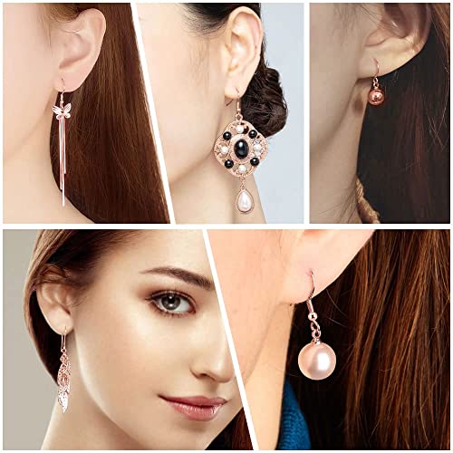 925 Sterling Silver Earring Hooks Hypoallergenic 100Pcs Ear Wires Fish Hooks For Jewelry Making Supplies Findings With 100Pcs Clear Rubber Earring Backs (Rose Gold) #TOP4