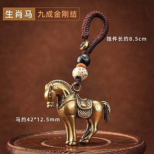 Preisvergleich Produktbild Scge Messing Schlüsselbund Sternzeichen Anhänger Anhänger für Männer und Frauen Autos Hochwertiges massives Kupfer 12 Horoskop Anhänger, Sternzeichen Pferd + 90% King Kong Knoten