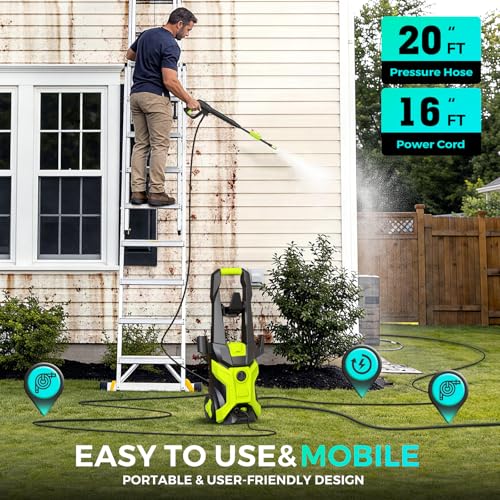 Image of Electric Pressure Washer 5000 PSI 2.5 GPM, Bothlin Portable Power Washer with 4 Quick-Connect Nozzles, Soap Tank & Foam Cannon, High Power Water Pressure Washer for Car, Driveway, Patio, Home Cleaning