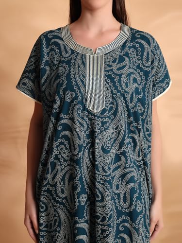Image of G4Girl Pure Cotton Embroidery Nighty for Women's | Night Gown | Nighty | Nightdress | Maxi | Sleepwear | Jaipuri Nighty | Nighties | Gown