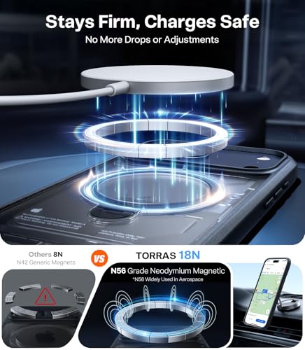 Image of TORRAS Luxury 360 Click-Lock Rotating Stand Case for iPhone 17 Pro | Mil-Grade Protection Cover | Fit for MagSafe | Camera Control | Premium Imported | Flagship Ostand Q3 Spin 6.3'' Black