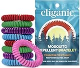 Cliganic 20 Pack Mosquito Repellent Bracelets for Adults & Kids (Rainbow Colors) - Natural DEET-Free Bands, Individually Wrapped