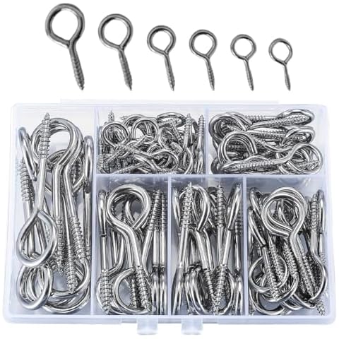 LAWALEISHE 105 Pcs Screw Eye Hooks Set Cover