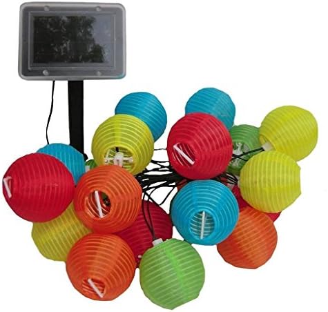 Kingmys Solar Powered Lantern String Lights, Weather-Resistant Outdoor String Lights, 20 PCS Multi Color Fairy Lights for Patio and Party