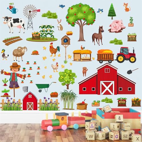 Funny Farm Wall Decals Cartoon Farm Animal Wall...
