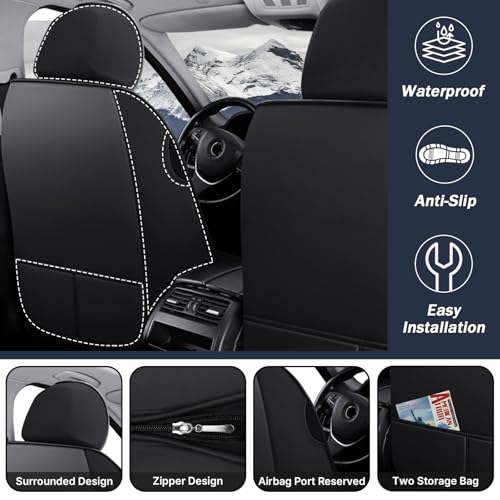 Front Seat Cover for Porsche Macan 2015-2026, Waterproof Durable Premium Leather Car Seat Protector, Comfortable Anti-Slip Stylish Sport Seat Cover(2 Seats Standard,Black Red) - Image 5