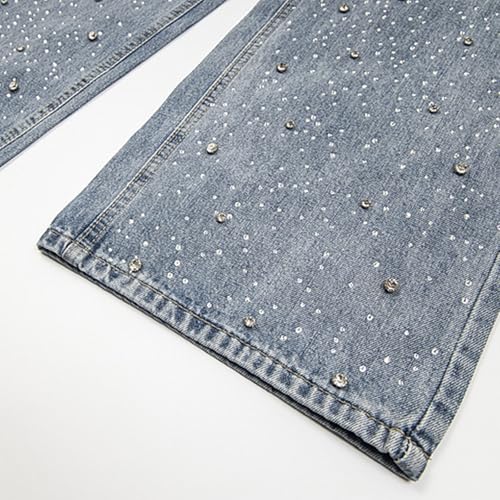 Jean décontracté strass à jambes larges doté d'une coupe denim ample et fluide - 5