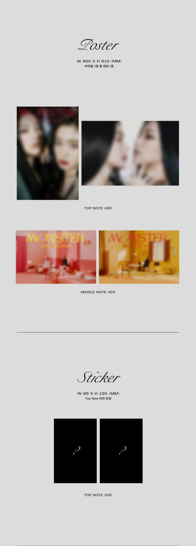 Red Velvet Irene & Seulgi – Monster (1 mini album), album + poster pieghevole + set di foto extra (nota di note)